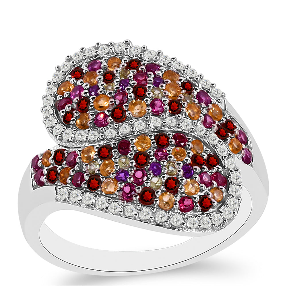 Silberring mit Barton Granat und Zitrin aus dem Ural 3 