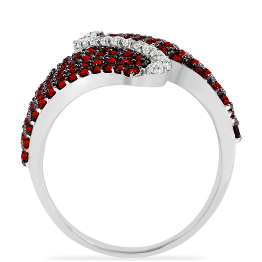 Silberring mit Barton Granat und weißem Topas