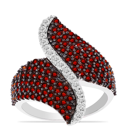 Silberring mit Barton Granat und weißem Topas