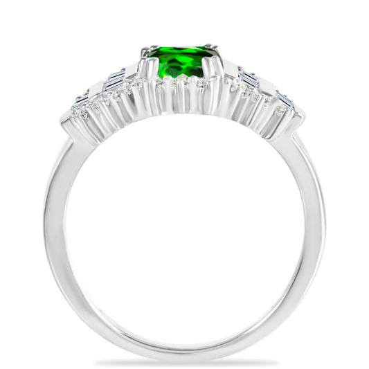 Silberring mit Chromdiopsid und brasilianischem Smaragd