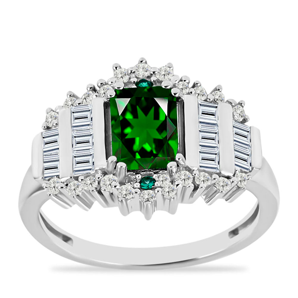 Silberring mit Chromdiopsid und brasilianischem Smaragd 3 