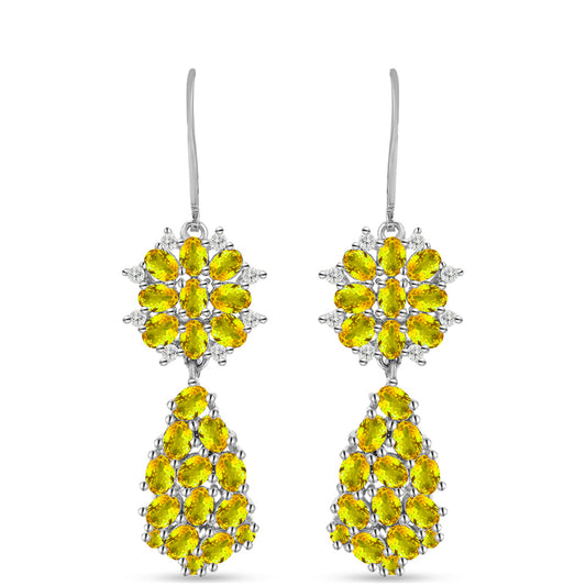 Silberohrringe mit Zitrin aus dem Ural und weißem Topas