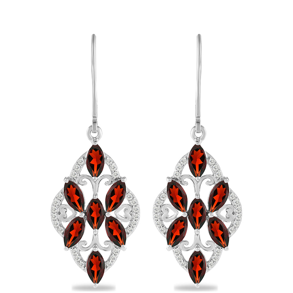 Silberohrringe mit Barton Granat und weißem Topas 1 