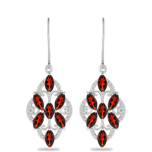 Silberohrringe mit Barton Granat und weißem Topas