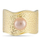 Goldplattierter Silberring mit goldfarbener Süßwasserperle