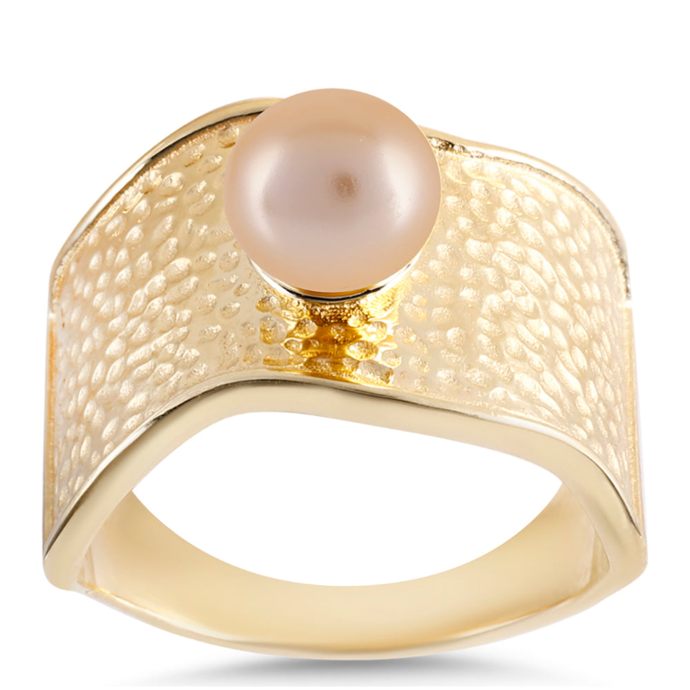 Goldplattierter Silberring mit goldfarbener Süßwasserperle 2 