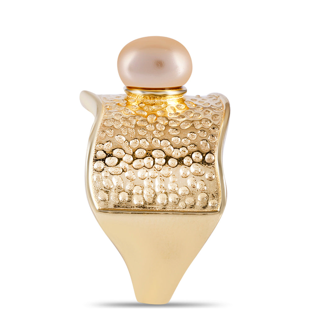 Goldplattierter Silberring mit goldfarbener Süßwasserperle