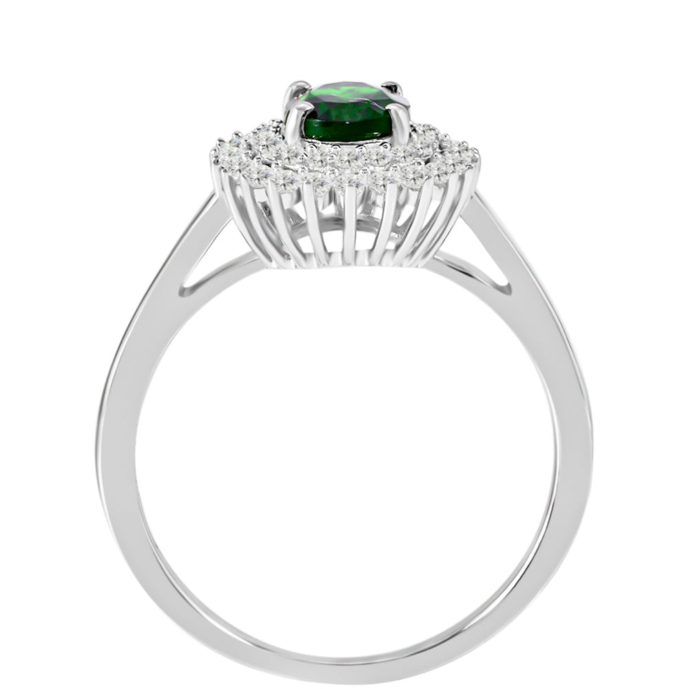 Silberring mit Chromdiopsid und weißem Topas 2 