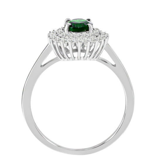 Silberring mit Chromdiopsid und weißem Topas