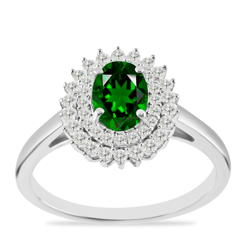 Silberring mit Chromdiopsid und weißem Topas 3 