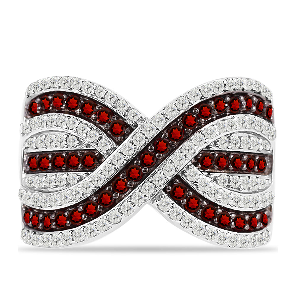 Silberring mit Barton Granat und weißem Topas