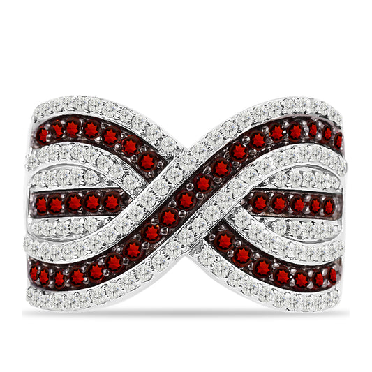 Silberring mit Barton Granat und weißem Topas