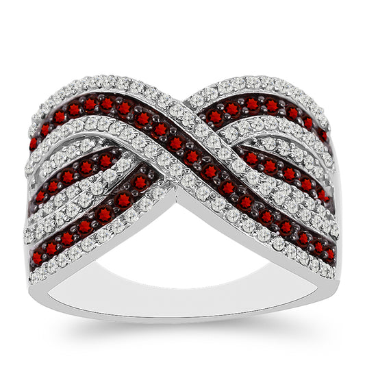 Silberring mit Barton Granat und weißem Topas