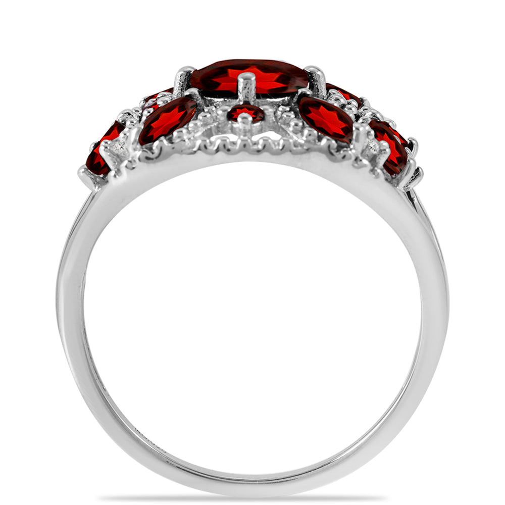 Silberring mit Barton Granat und weißem Topas 2 