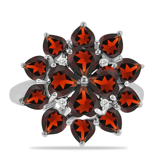 Silberring mit Barton Granat und weißem Topas