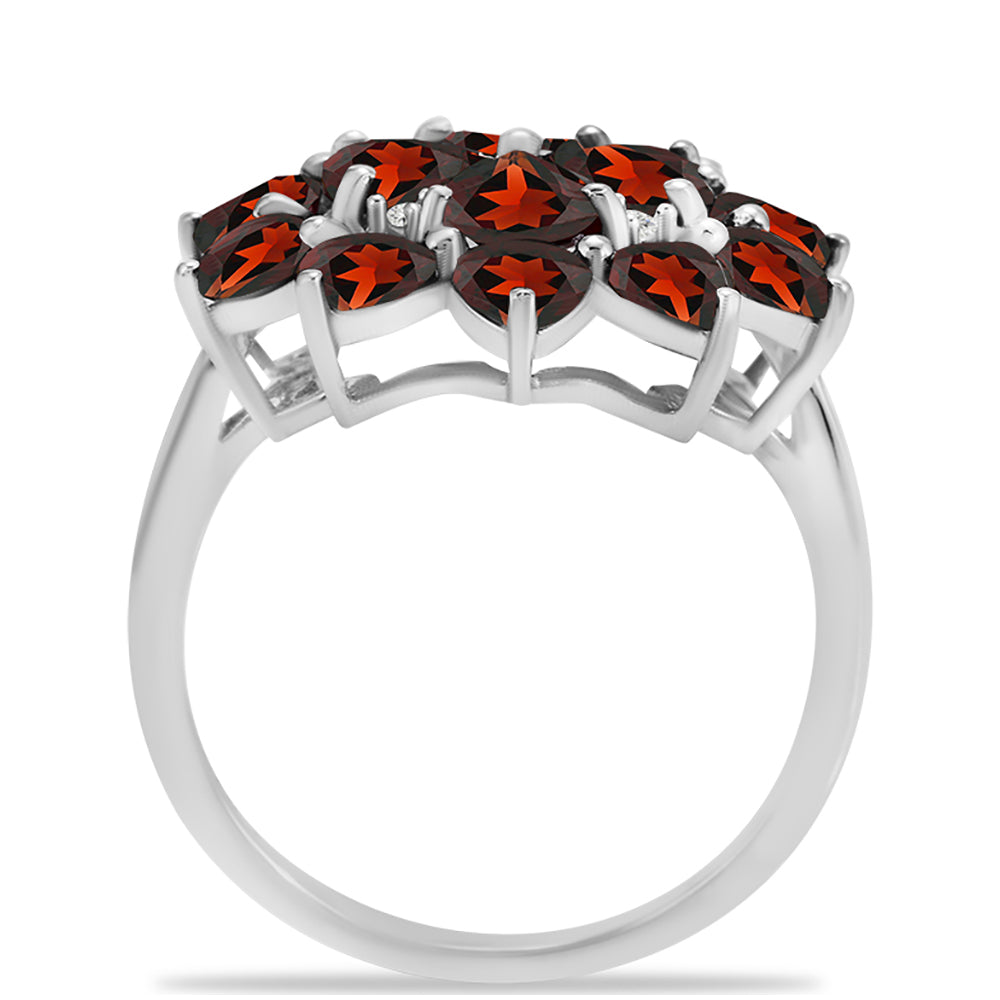 Silberring mit Barton Granat und weißem Topas