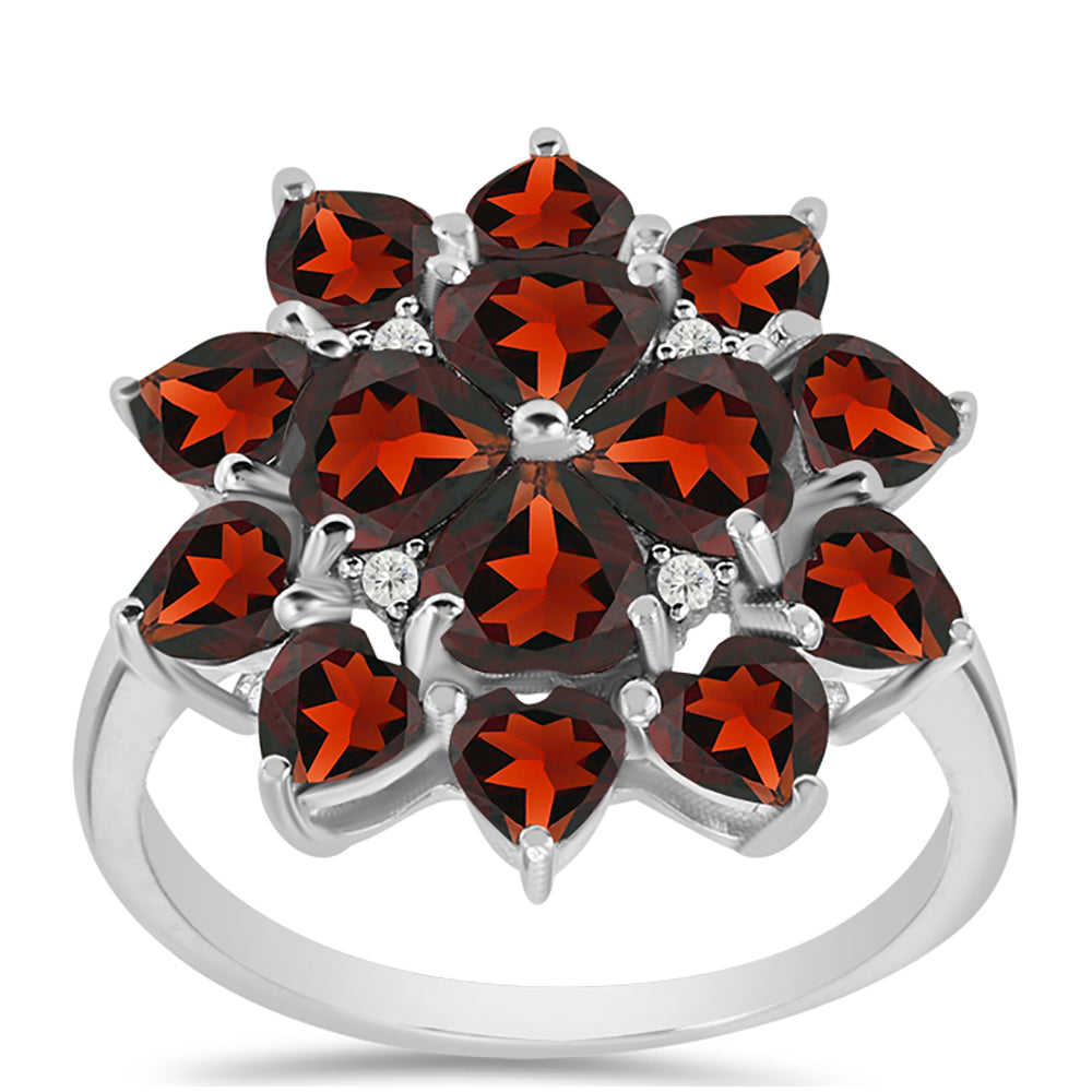 Silberring mit Barton Granat und weißem Topas 3 