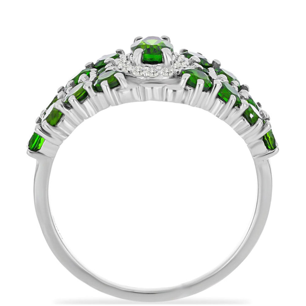 Silberring mit Chromdiopsid und weißem Topas 2 