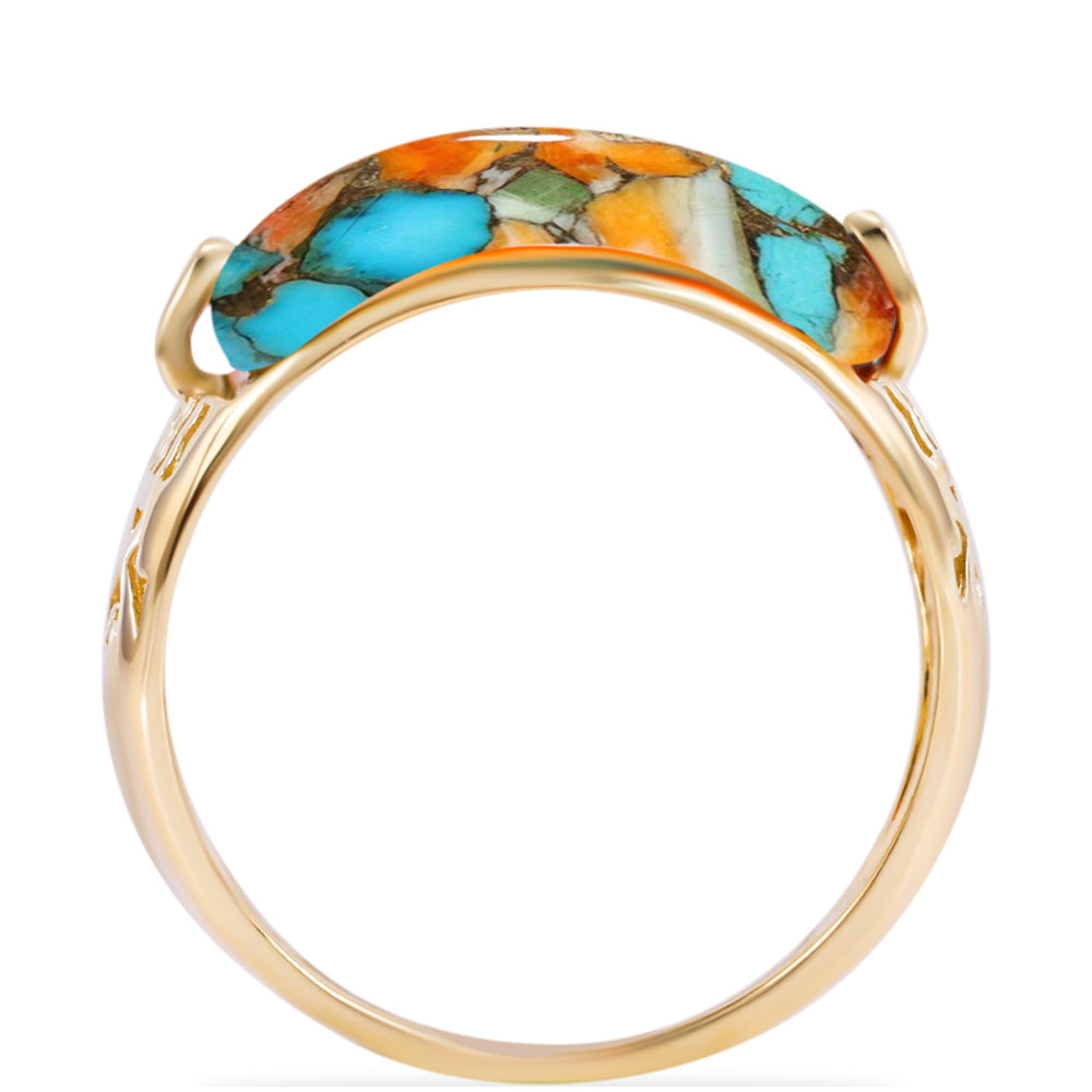 Goldplattierter Silberring mit Austerntürkis