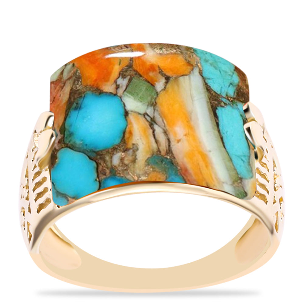 Goldplattierter Silberring mit Austerntürkis