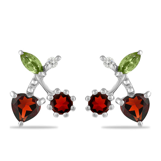 Silberohrringe mit Barton Granat und Peridot aus Changbai