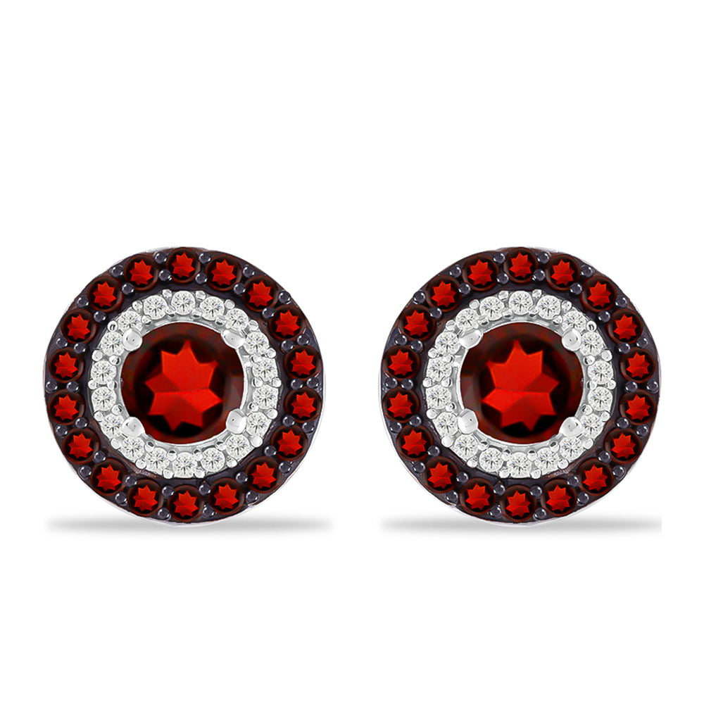 Silberohrringe mit Barton Granat und weißem Topas