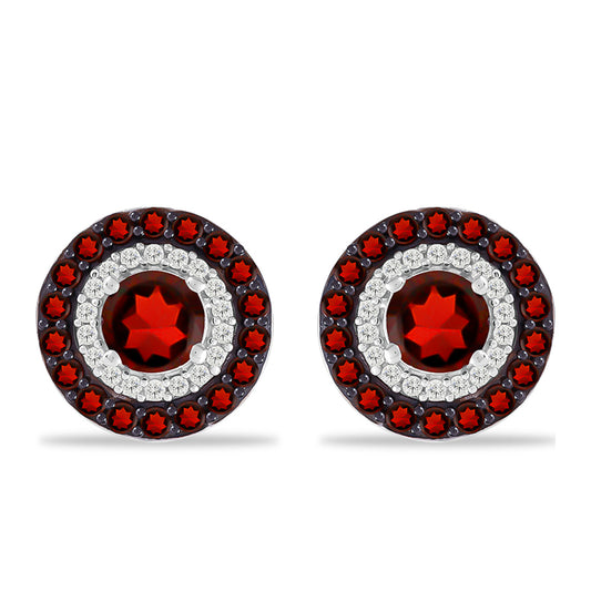 Silberohrringe mit Barton Granat und weißem Topas