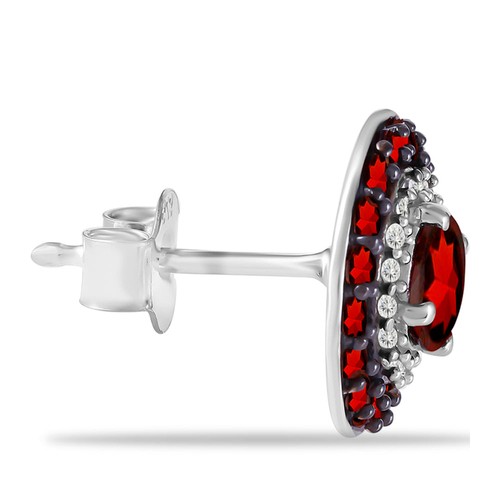 Silberohrringe mit Barton Granat und weißem Topas 2 