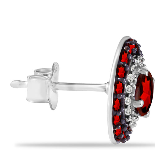 Silberohrringe mit Barton Granat und weißem Topas