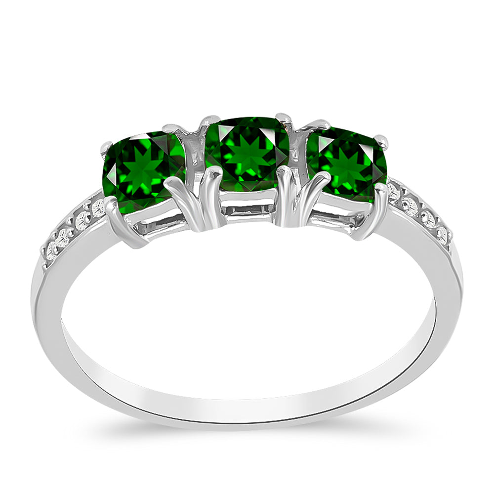 Silberring mit Chromdiopsid und weißem Topas 2 