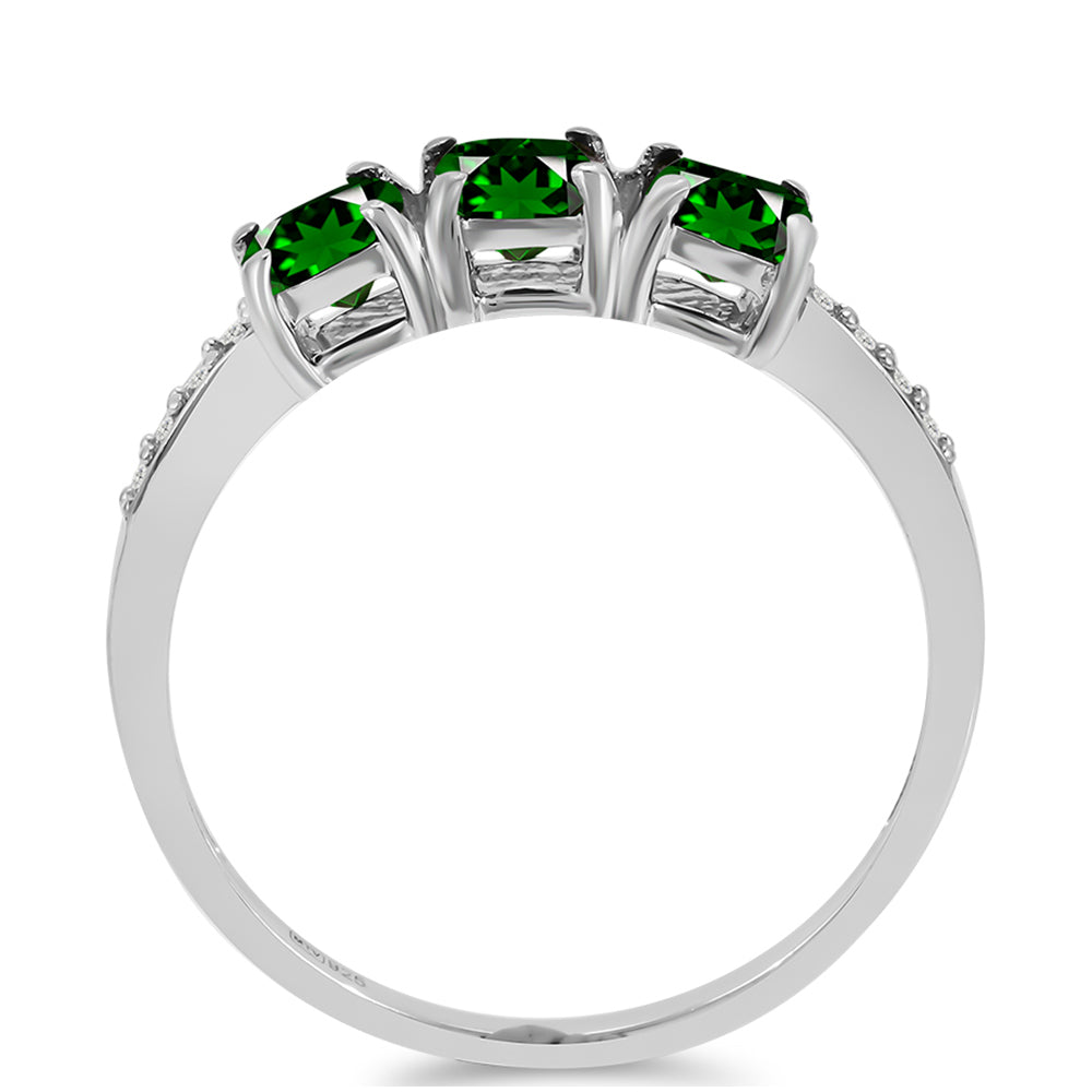 Silberring mit Chromdiopsid und weißem Topas 4 