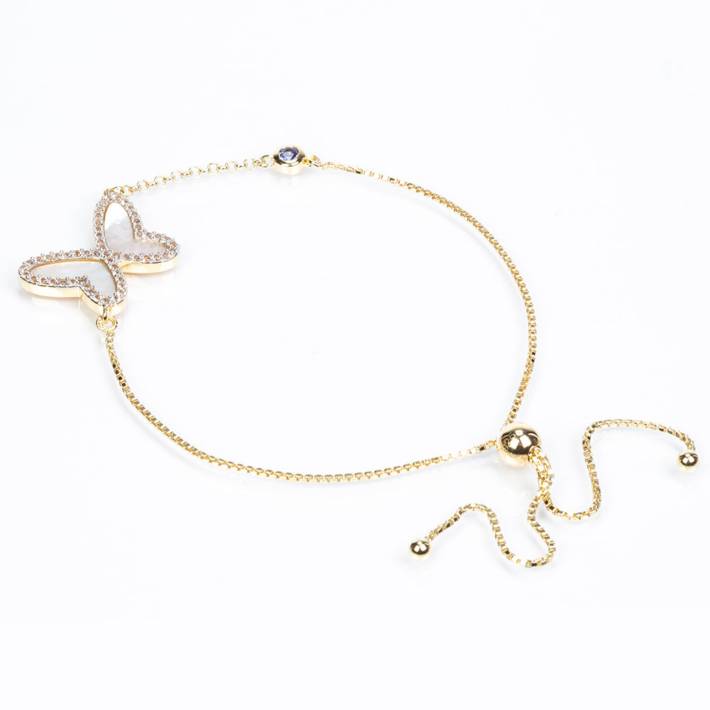 Goldplattiertes Silberarmband mit Tansanit - Klasse AAA und Perlmutt 2 