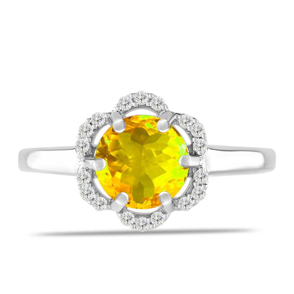 Silberring mit Zitrin aus dem Ural und weißem Topas 1 