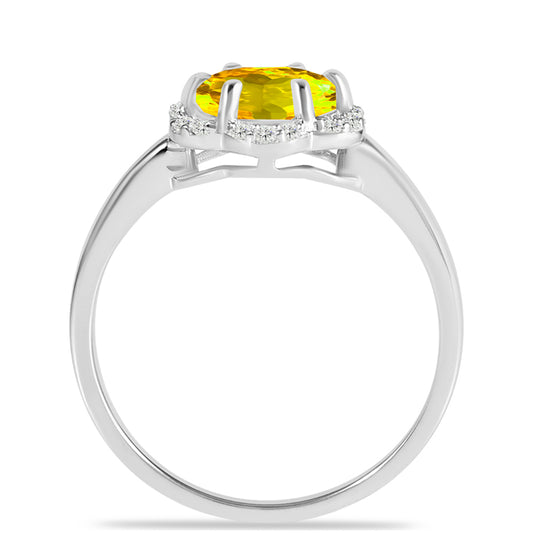 Silberring mit Zitrin aus dem Ural und weißem Topas