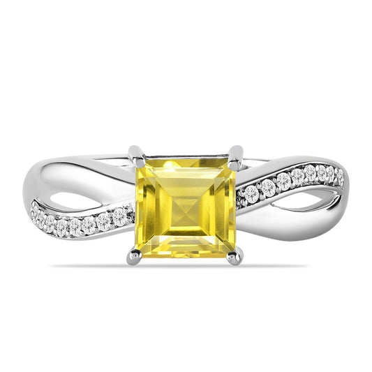 Silberring mit Zitrin aus dem Ural und weißem Topas