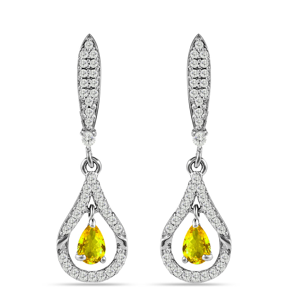 Silberohrringe mit Zitrin aus dem Ural und weißem Topas