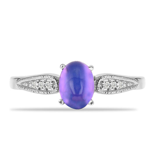 Silberring mit lila Mondstein und weißem Topas