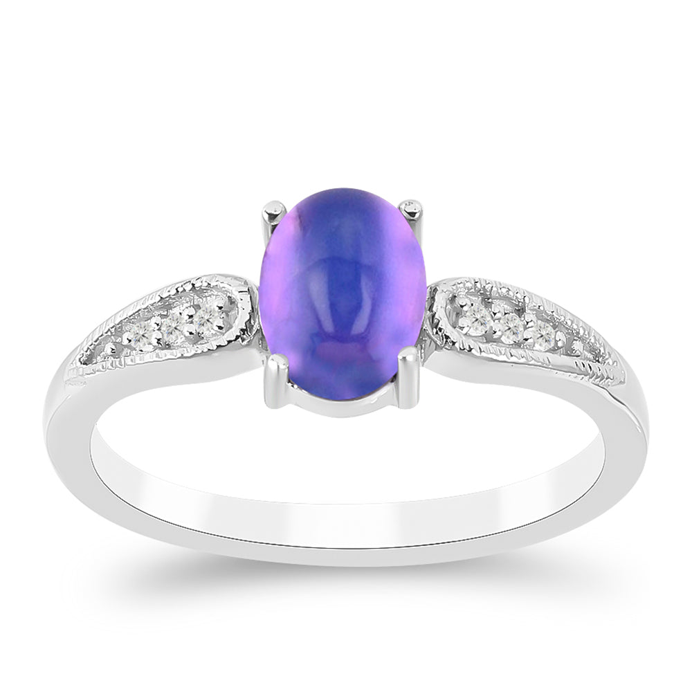 Silberring mit lila Mondstein und weißem Topas 3 