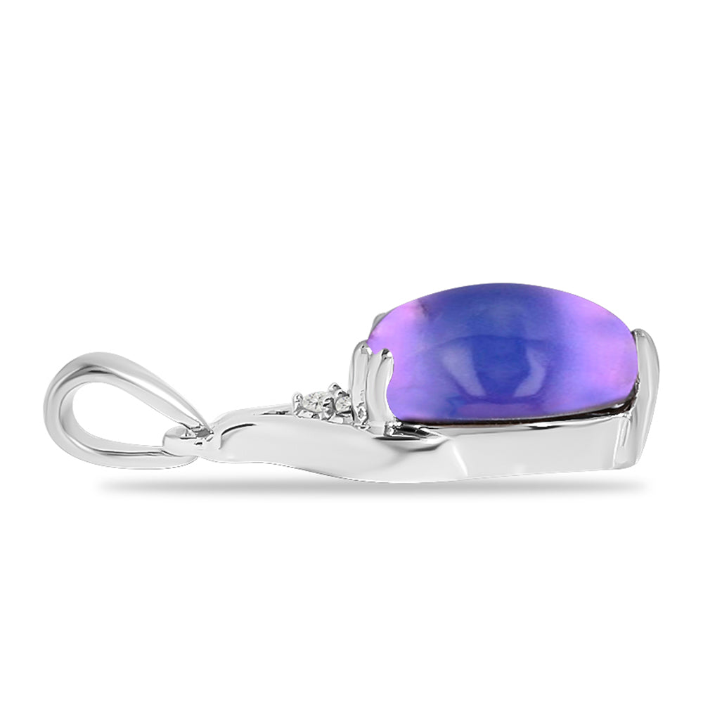 Silberanhänger mit lila Mondstein und weißem Topas 2 