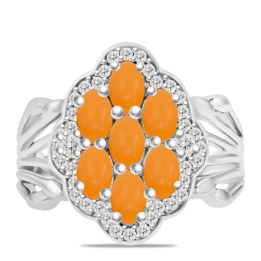 Silberring mit gelbem Jade und weißem Topas