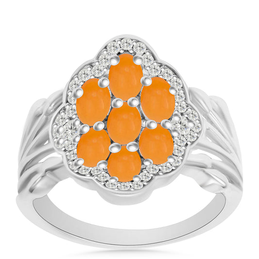 Silberring mit gelbem Jade und weißem Topas
