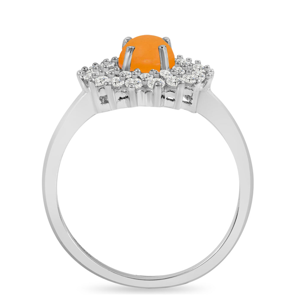 Silberring mit gelbem Jade und weißem Topas