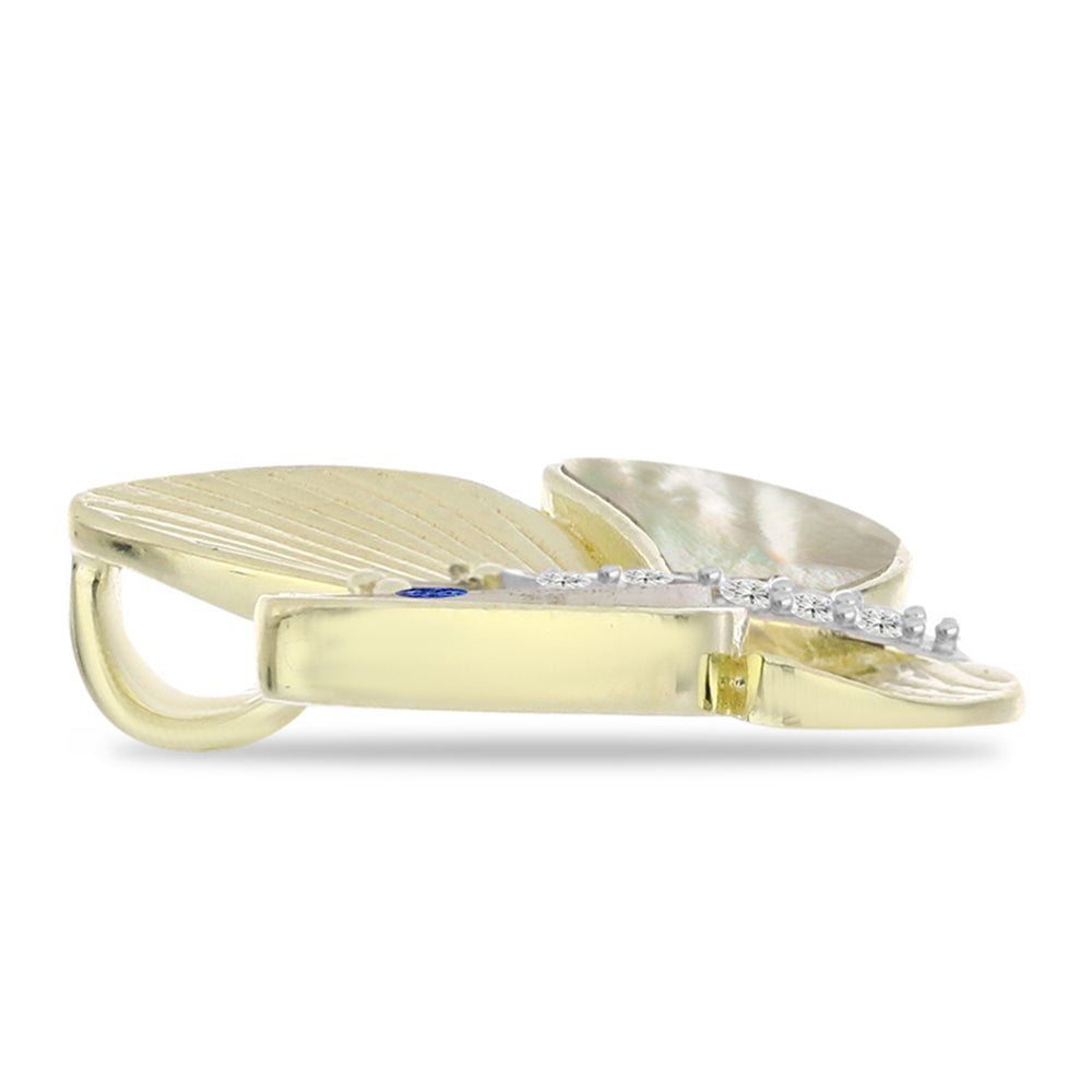 Goldplattierter Silberanhänger mit Tansanit - Klasse AAA und Perlmutt 2 