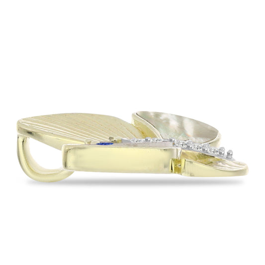 Goldplattierter Silberanhänger mit Tansanit - Klasse AAA und Perlmutt