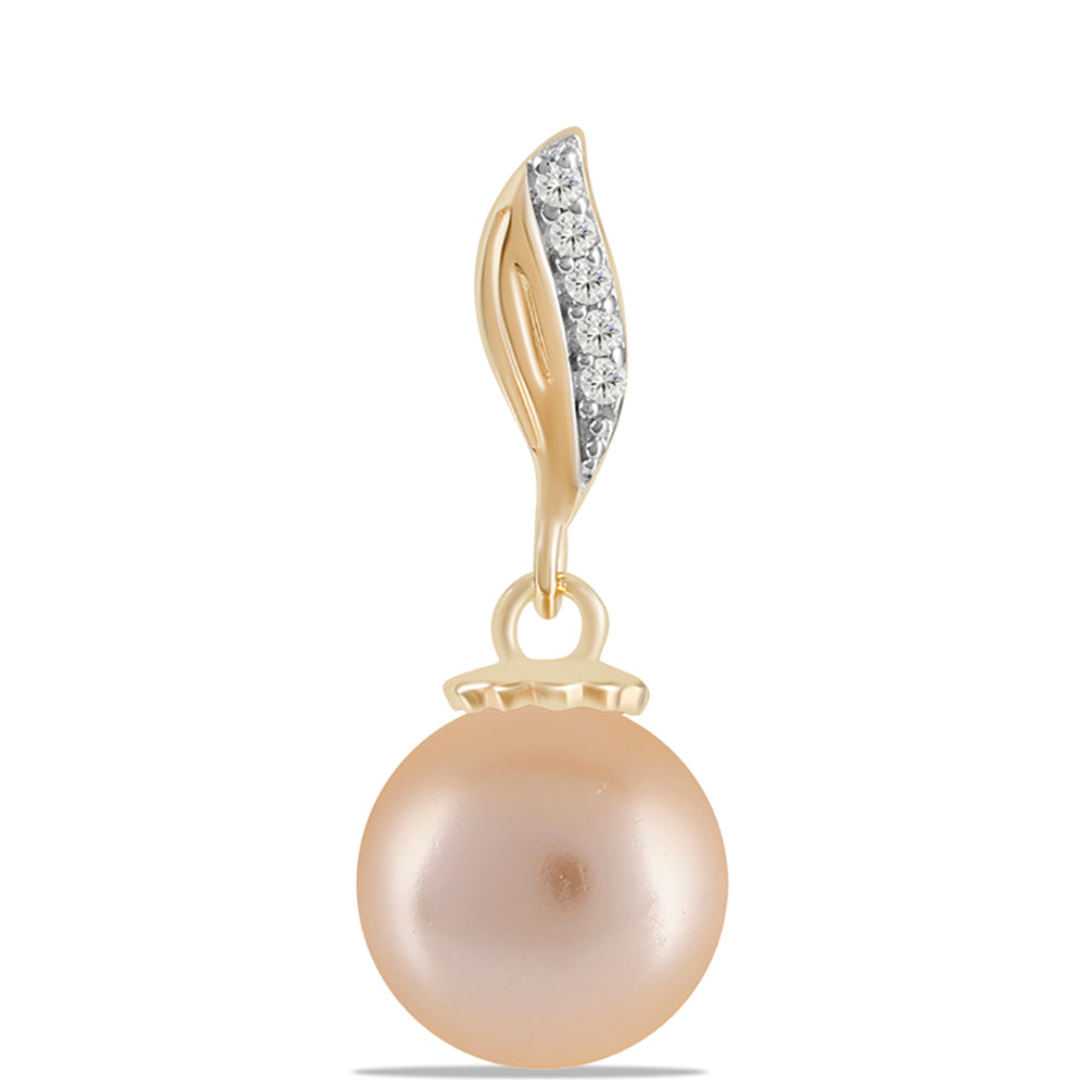 Goldplattierter Silberanhänger mit goldfarbener Süßwasserperle und weißem Topas 1 