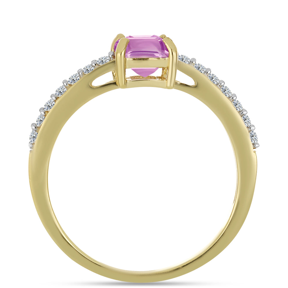 Goldplattierter Silberring mit rosa Fluorit und weißem Topas 2 