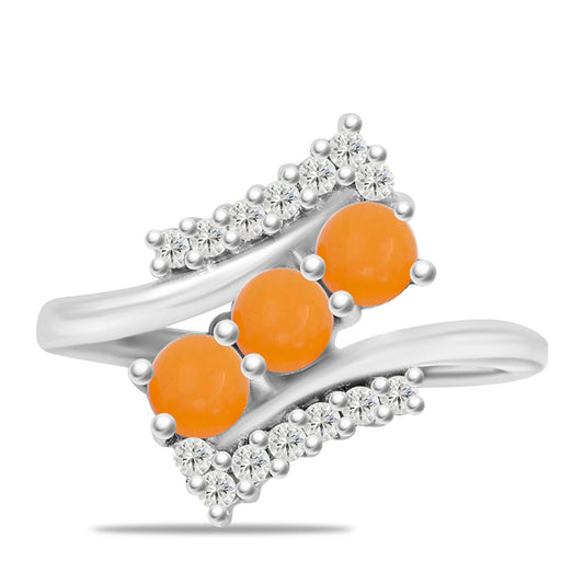 Silberring mit gelbem Jade und weißem Topas