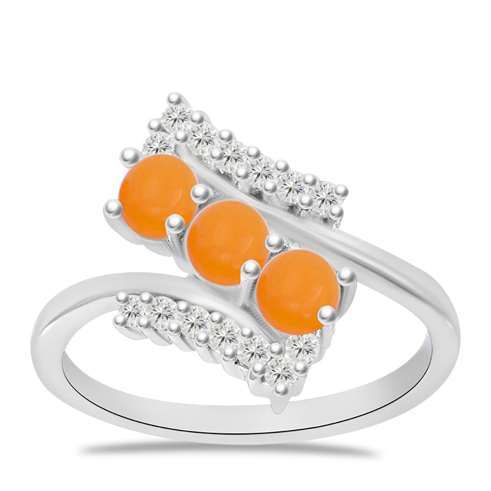 Silberring mit gelbem Jade und weißem Topas 3 
