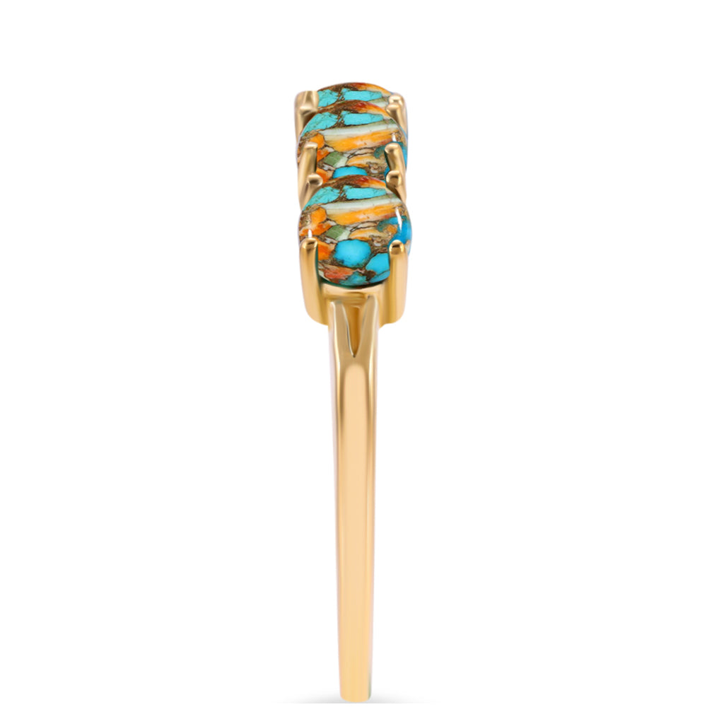 Goldplattierter Silberring mit Austerntürkis