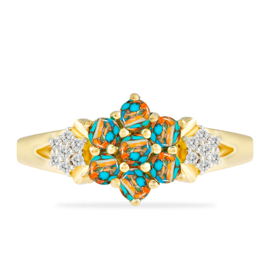 Goldplattierter Silberring mit Austerntürkis und weißem Topas